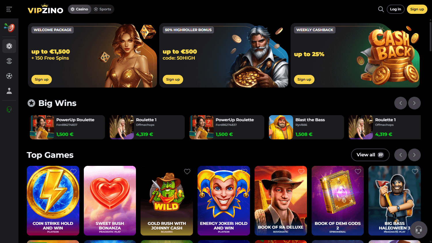 Vipzino Casino Desktop screenshot